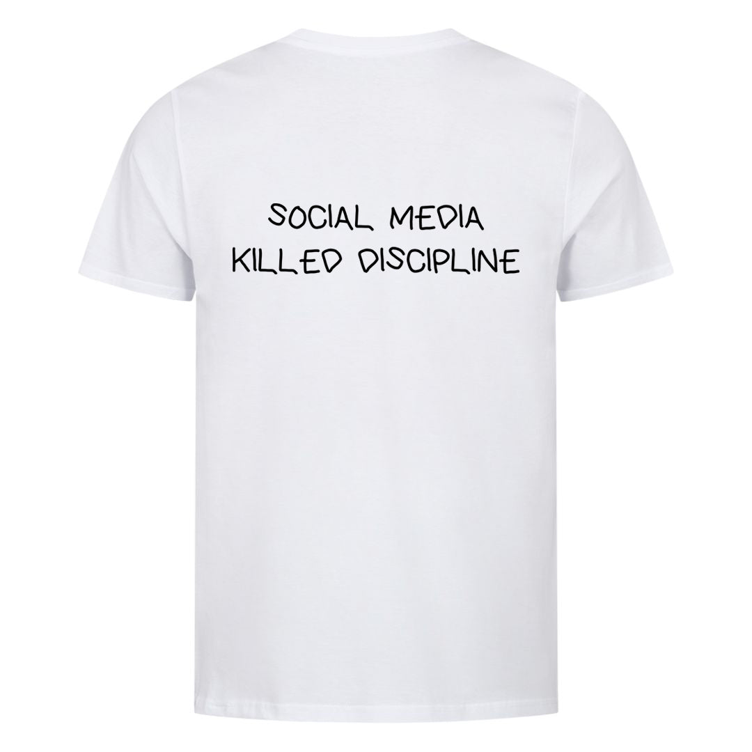 Sociale medier dræbte disciplin (backprint) shirt
