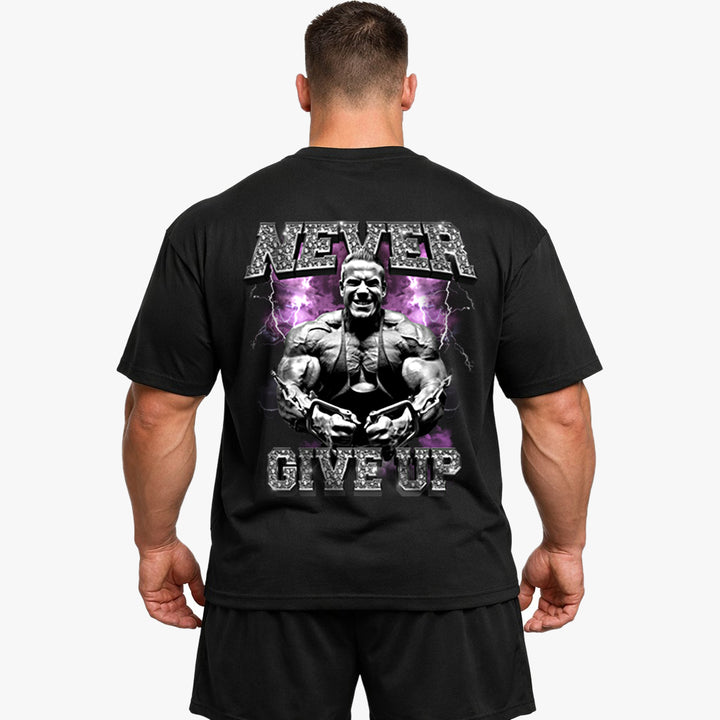 Never give up Oversized (Backprint) Shirt