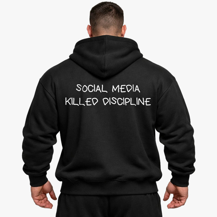 Sociale medier dræbte disciplin overdimensioneret (backprint) hættetrøje