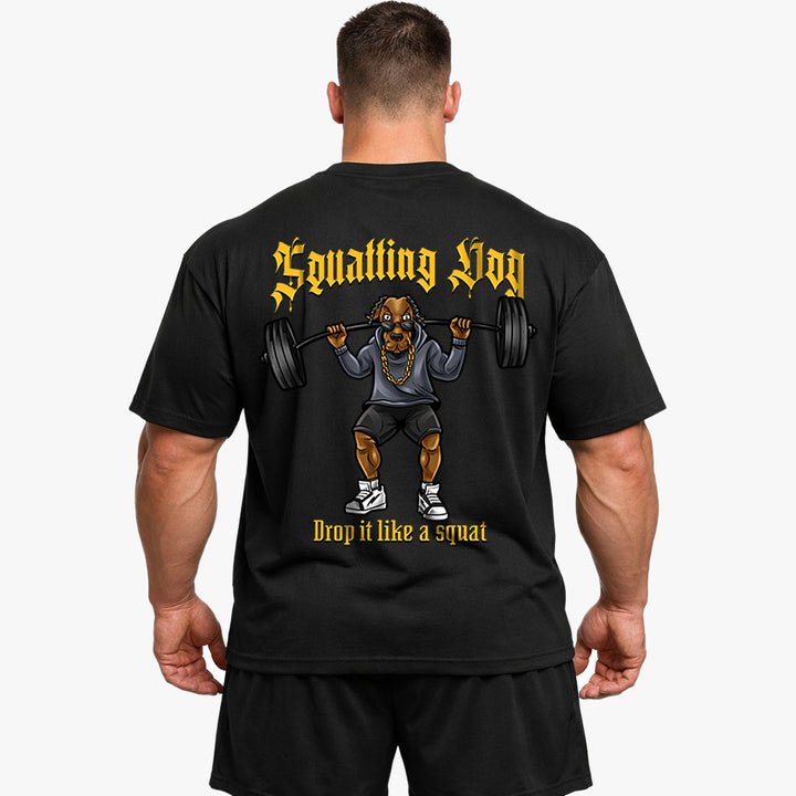 Squatting dog (Backprint) Oversized Shirt