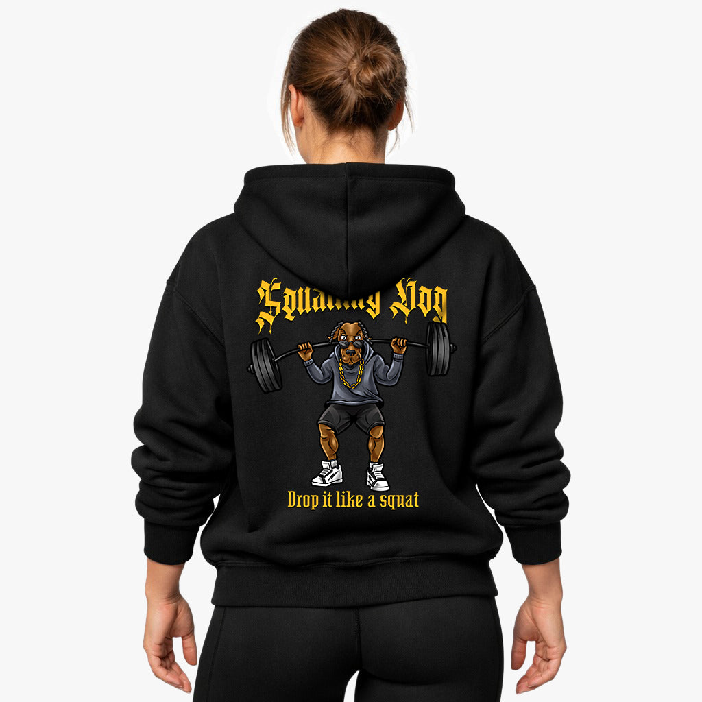 Squatting dog (Backprint) Oversized Hoodie