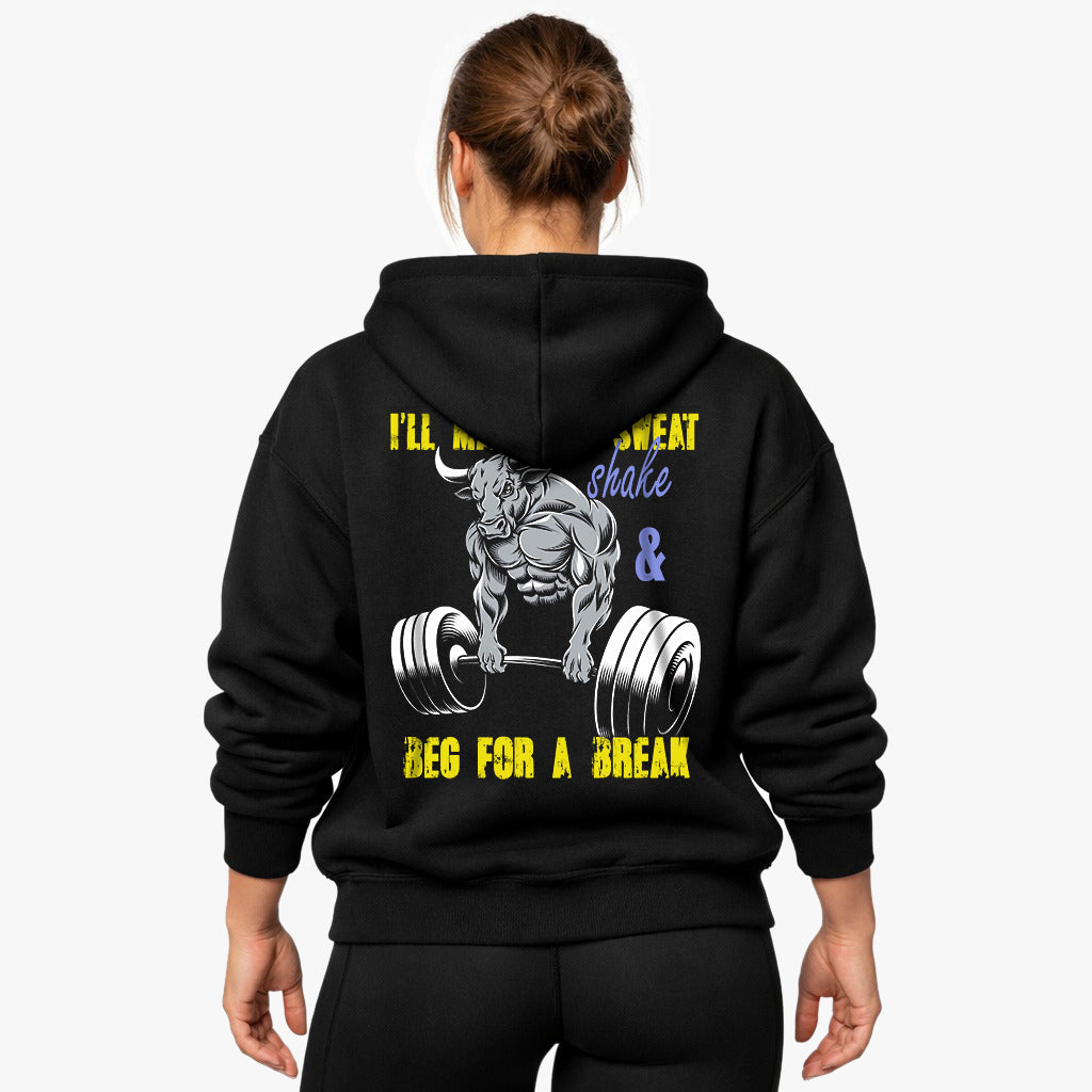 Sved ryste overdimensioneret (backprint) hættetrøje