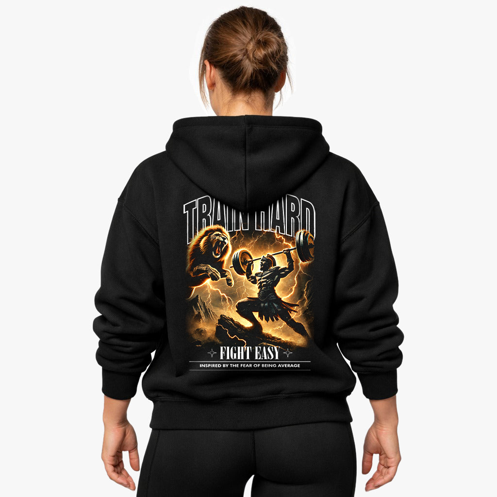 Træn hårdt overdimensioneret (backprint) hættetrøje