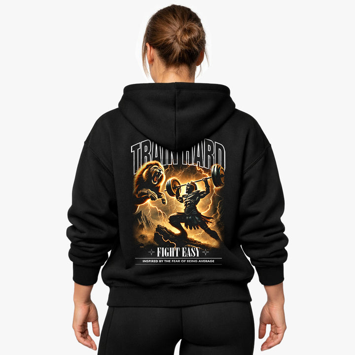 Træn hårdt overdimensioneret (backprint) hættetrøje