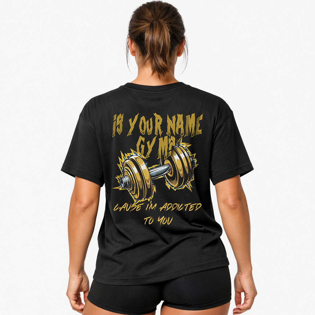 er dit navn gymnastiksalen overdimensioneret (backprint) shirt