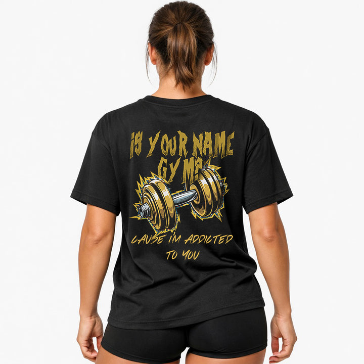 er dit navn gymnastiksalen overdimensioneret (backprint) shirt